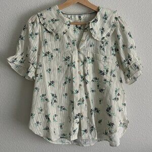 Anthropologie The Keira Collared Button-Front Blouse